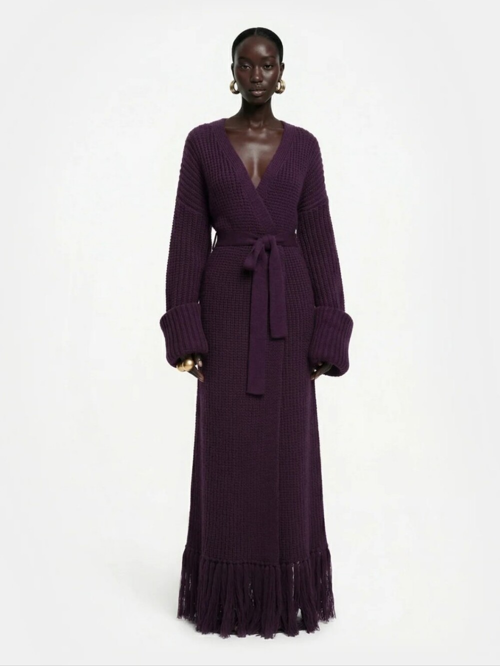 MIYA KNIT CARDIGAN DRESS II By HANIFA IN EGGPLANT XXS/XS